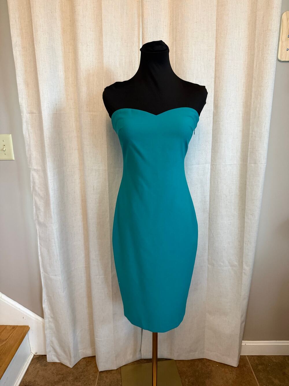 Teal Strapless Dress By Likely